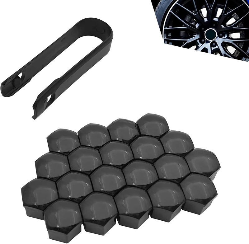 Downhill 20 PCS 17MM Wheel Lug Nut Covers, Cratch and Rust Resistant Hexagon Car Wheel Nut Caps, Wheel Center Bolt Caps with Removal Clip, for Most Cars, Trucks, SUVs (Black) - Image 1
